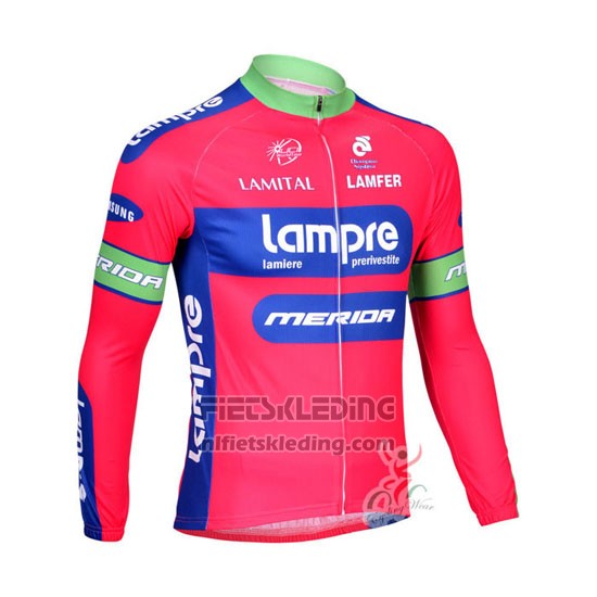 2012 Fietskleding Lampre Merida Roze en Azuur Lange Mouwen en Koersbroek